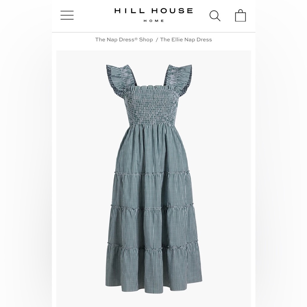 NWOT Hill House Ellie Nap Dress Navy Gingham Check Size M